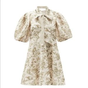 ZIMMERMANN Puff-Sleeve Bird-Print Linen Dress